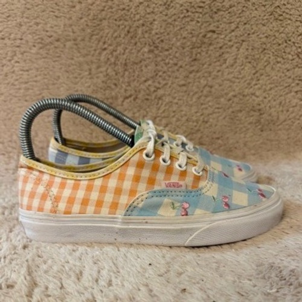 Vans Authentic Gingham Cherry Embroidered Sneakers Multi Color Womens 5.5
